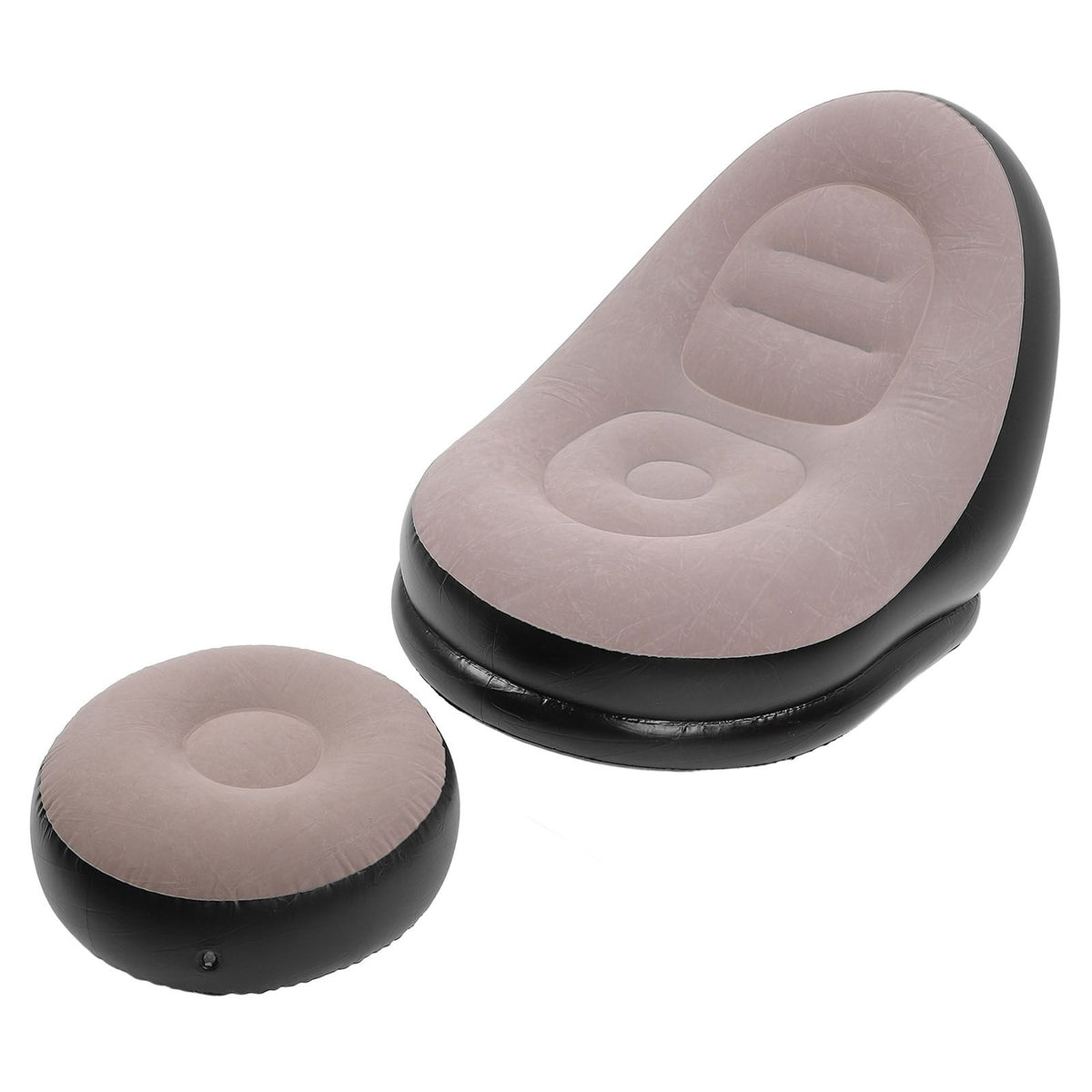 Inflatable Sofa Chair Stylish Simple Soft Flocking Blow Up Lounger Chair with Footstool for Living Room Outdoor Travel Camping Picnic Coffee