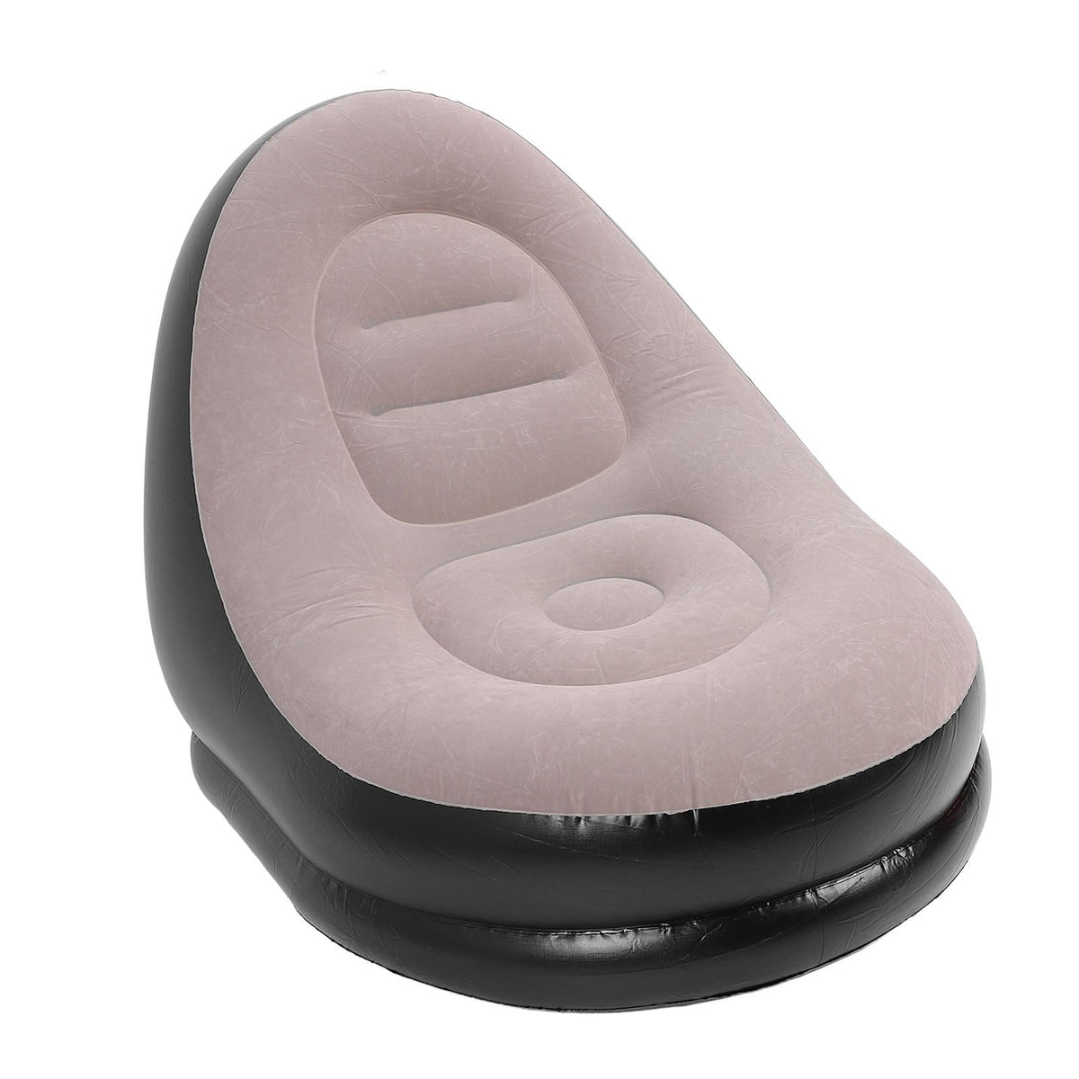 Inflatable Sofa Chair Stylish Simple Soft Flocking Blow Up Lounger Chair with Footstool for Living Room Outdoor Travel Camping Picnic Coffee