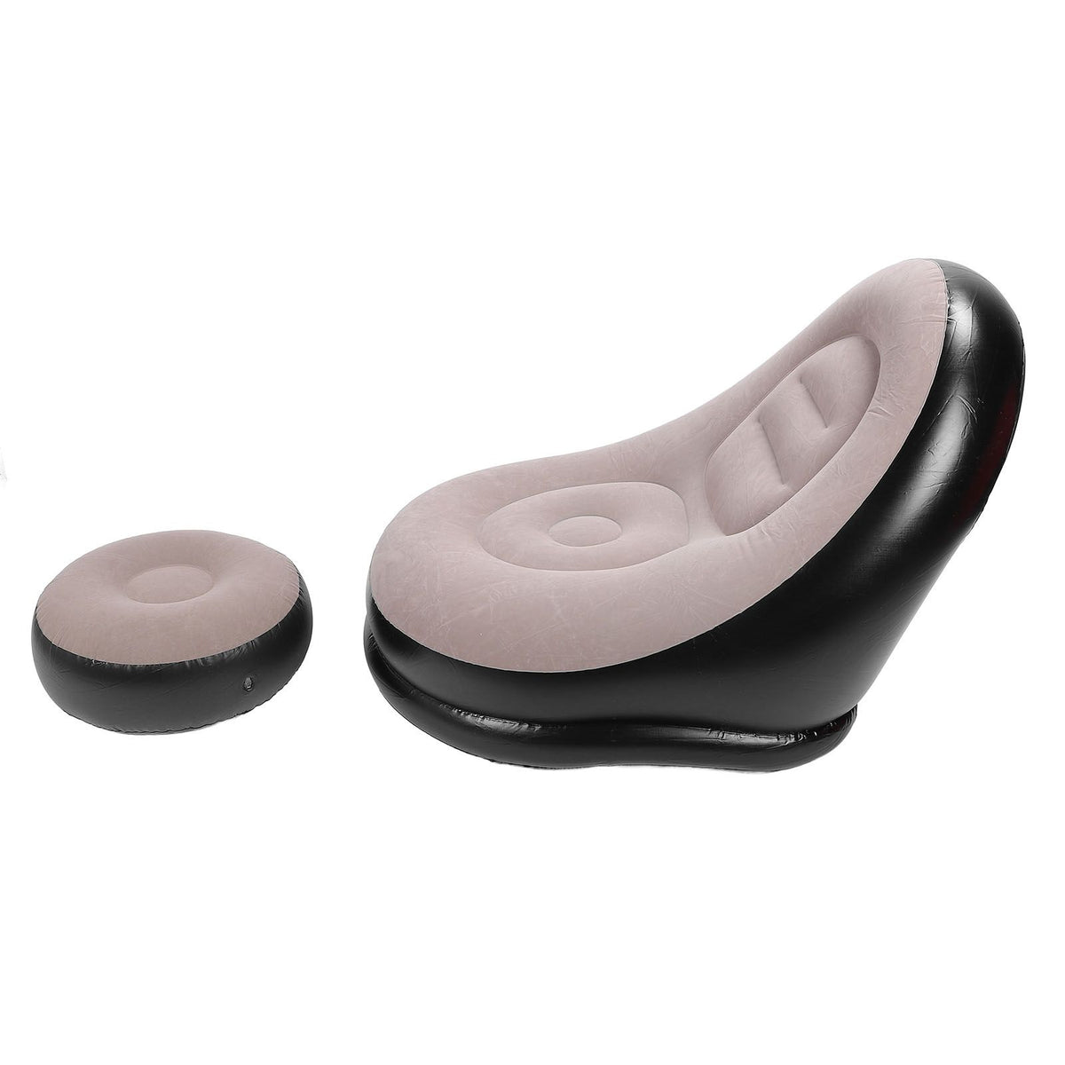 Inflatable Sofa Chair Stylish Simple Soft Flocking Blow Up Lounger Chair with Footstool for Living Room Outdoor Travel Camping Picnic Coffee