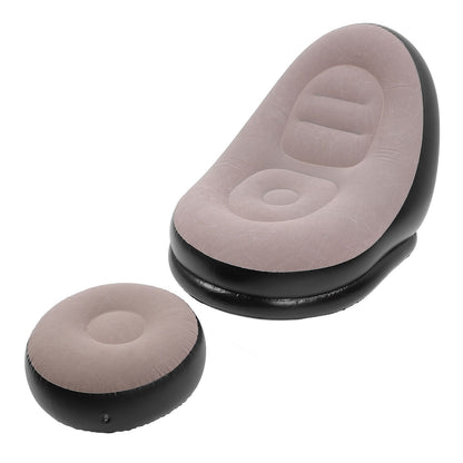 Inflatable Sofa Chair Stylish Simple Soft Flocking Blow Up Lounger Chair with Footstool for Living Room Outdoor Travel Camping Picnic Coffee
