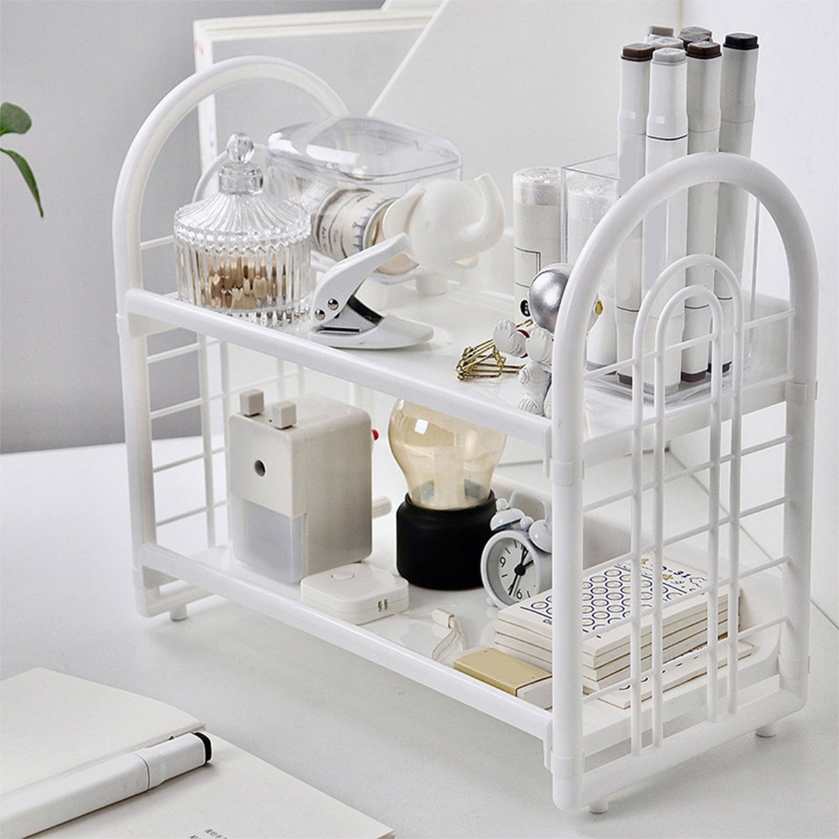 Simple Double Layer Desktop Storage Rack Desk Mini Bookshelf Storage Shelf for Dormitory Office