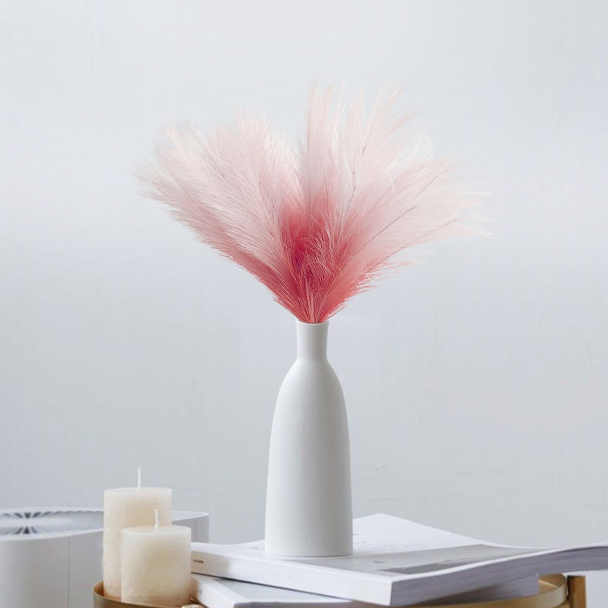 8Pcs Artificial Pampas Grass Versatile Decorative Gradient Gray Modern Vase Filler Faux Pampas Grass For Home Office Parties