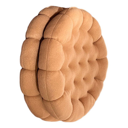 Cookie Cushion Cute Soft Breathable PP Cotton Filling Seating Cushion for Dormitory Bedroom Bedside 450g Apricot