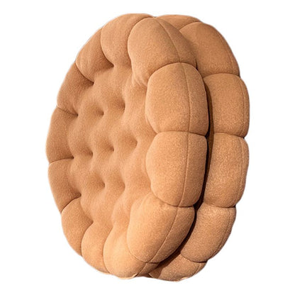 Cookie Cushion Cute Soft Breathable PP Cotton Filling Seating Cushion for Dormitory Bedroom Bedside 450g Apricot