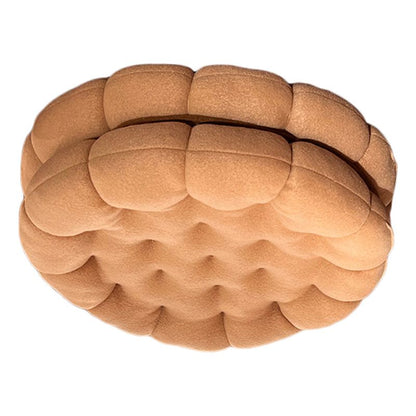 Cookie Cushion Cute Soft Breathable PP Cotton Filling Seating Cushion for Dormitory Bedroom Bedside 450g Apricot