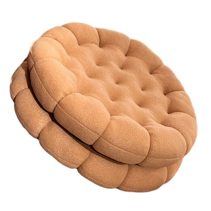 Cookie Cushion Cute Soft Breathable PP Cotton Filling Seating Cushion for Dormitory Bedroom Bedside 450g Apricot
