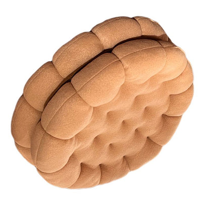 Cookie Cushion Cute Soft Breathable PP Cotton Filling Seating Cushion for Dormitory Bedroom Bedside 450g Apricot