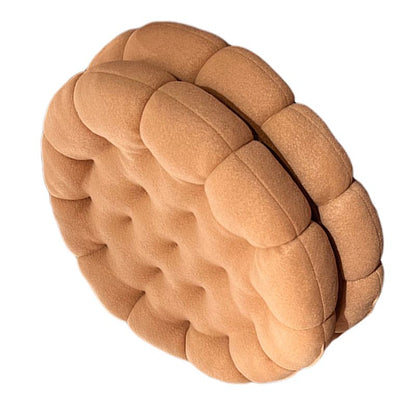 Cookie Cushion Cute Soft Breathable PP Cotton Filling Seating Cushion for Dormitory Bedroom Bedside 450g Apricot