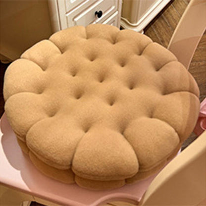 Cookie Cushion Cute Soft Breathable PP Cotton Filling Seating Cushion for Dormitory Bedroom Bedside 450g Apricot