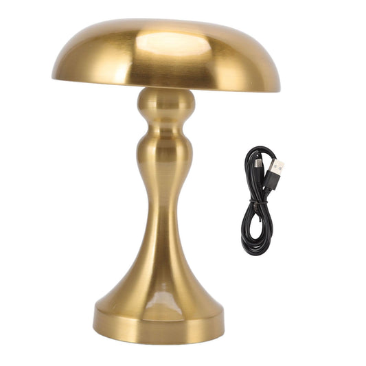 Table Lamp Rechargeable Mushroom Shape 3 Speed Color Temperature Touch Stepless Dimming Night Light for Home Gold