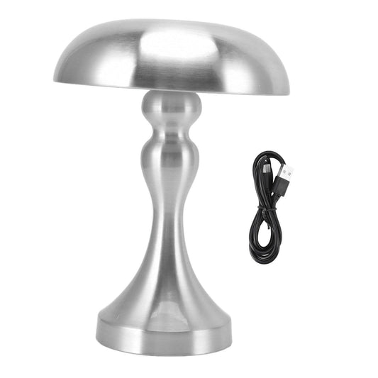 Table Lamp Rechargeable Mushroom Shape 3 Speed Color Temperature Touch Stepless Dimming Night Light for Home Silver