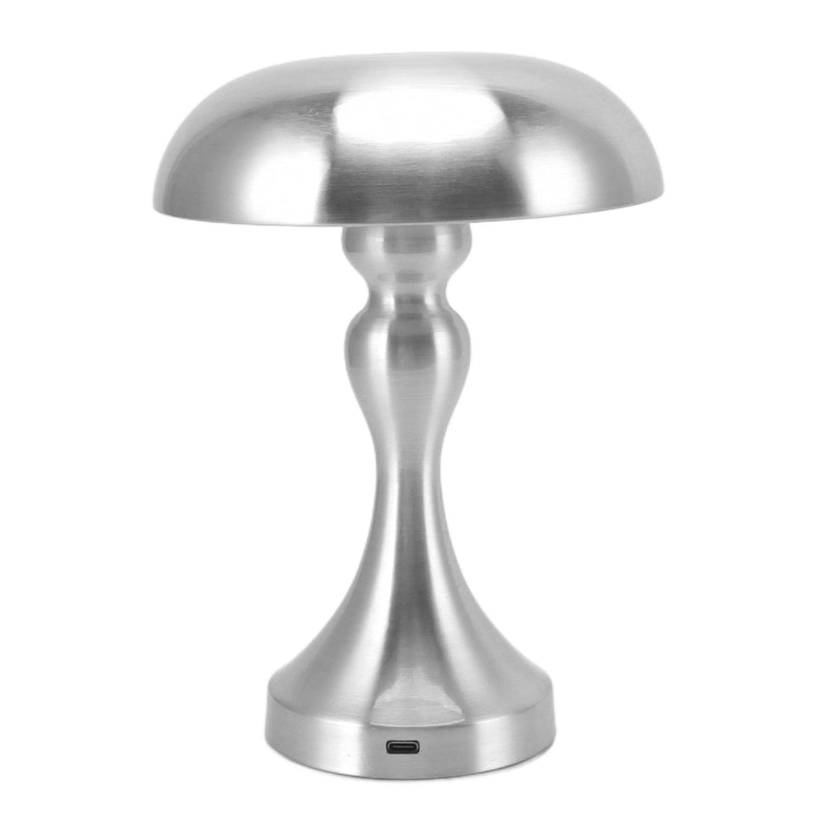 Table Lamp Rechargeable Mushroom Shape 3 Speed Color Temperature Touch Stepless Dimming Night Light for Home Silver