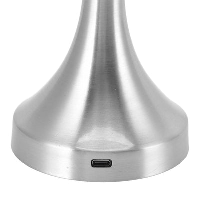 Table Lamp Rechargeable Mushroom Shape 3 Speed Color Temperature Touch Stepless Dimming Night Light for Home Silver