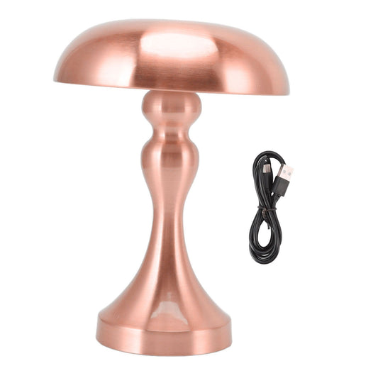 Table Lamp Rechargeable Mushroom Shape 3 Speed Color Temperature Touch Stepless Dimming Night Light for Home Copper