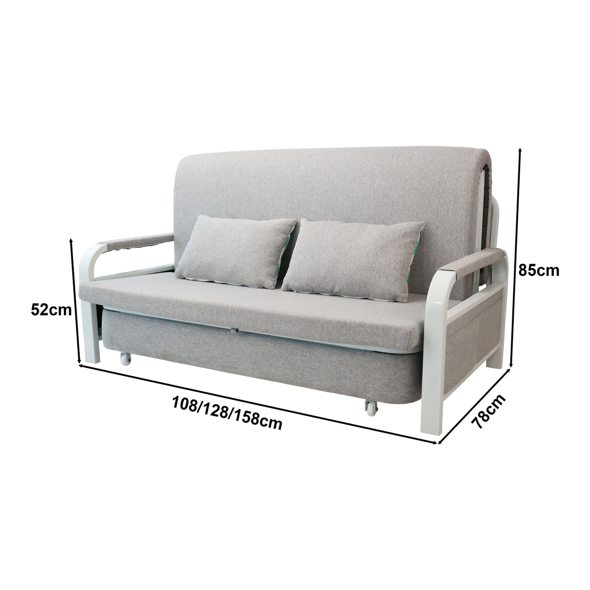 2 In 1 Sofa Bed Beneath Foldable Carbon Hidden Storage Sofa - 158cm