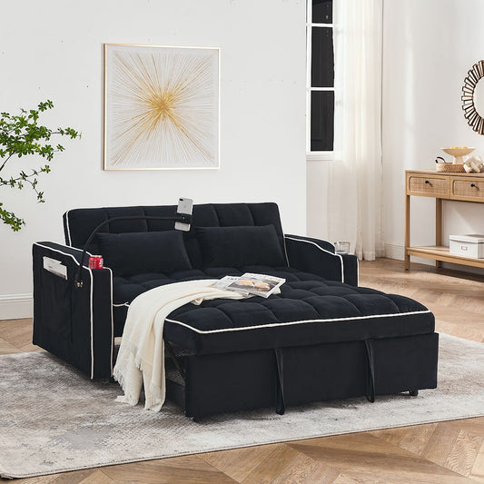 Fashionable Modern and Multi-functional Foldable Velvet Sofa Bed - Light Grey