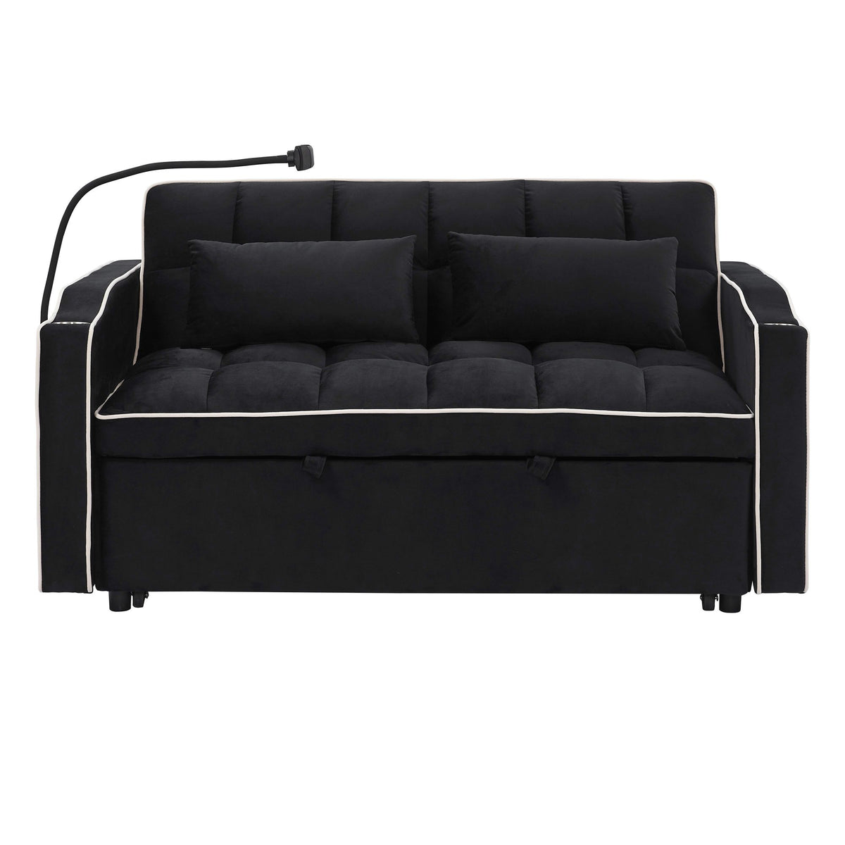 Fashionable Modern and Multi-functional Foldable Velvet Sofa Bed - Light Grey