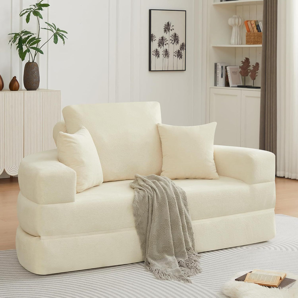 Multifunctional Round convertible Sofa Bed(Compressed Packaging) - Orange