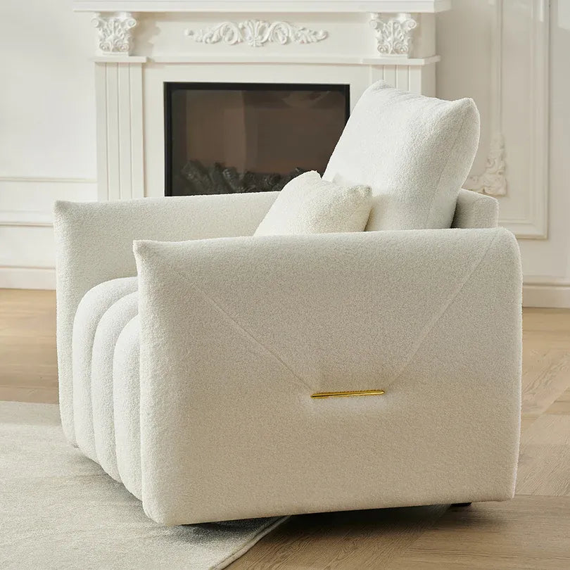 35 "Teddy fabric sofa, modern lounge chair, upholstered with a pillow