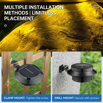 Solar Powered Smart Wall Light with Auto Dusk-to-Dawn Sensor, IP65 Waterproof Fence & Garden Accent Lighting, Available in 3000K Warm White or 6000K Cool White, Ideal for Patio, Pathway, and Courtyard Ambient Glow (4PCS, Black Housing‑Warm White Light)