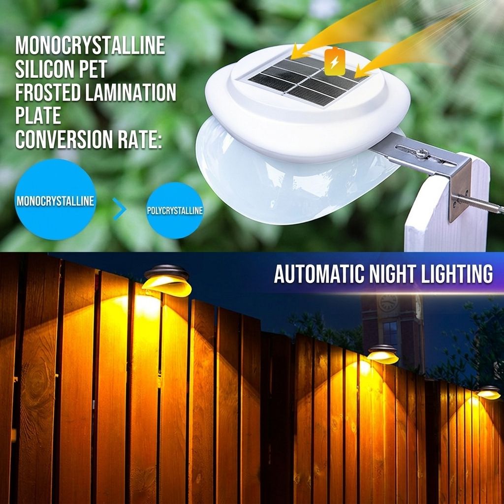 Solar Powered Fence Light with Durable ABS+PC Housing, Monocrystalline Silicon Panel, and Adjustable Mounting Clip for Outdoor Garden, Patio, Deck, and Walkway Illumination in Warm White or Cool White (16PCS, Black Housing‑Cool White Light)