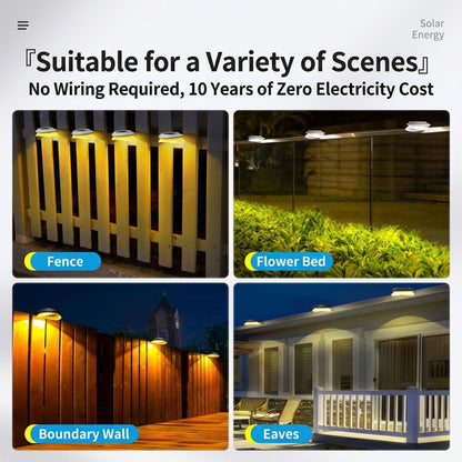 Solar Powered Fence Light with Durable ABS+PC Housing, Monocrystalline Silicon Panel, and Adjustable Mounting Clip for Outdoor Garden, Patio, Deck, and Walkway Illumination in Warm White or Cool White (16PCS, Black Housing‑Warm White Light)