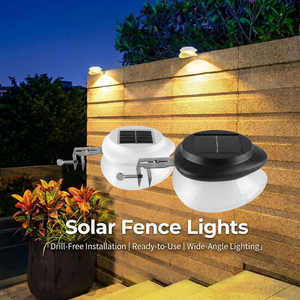 Solar Powered Fence Light with Durable ABS+PC Housing, Monocrystalline Silicon Panel, and Adjustable Mounting Clip for Outdoor Garden, Patio, Deck, and Walkway Illumination in Warm White or Cool White (16PCS, White Housing‑Warm White Light)