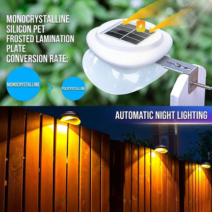 Solar Powered Fence Light with Durable ABS+PC Housing, Monocrystalline Silicon Panel, and Adjustable Mounting Clip for Outdoor Garden, Patio, Deck, and Walkway Illumination in Warm White or Cool White (4PCS, Black Housing‑Warm White Light)