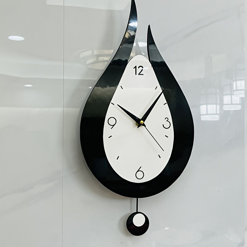 Black Teardrop Wall Clock Modern Clock Silent Wall Clock Home Decor Office Decor