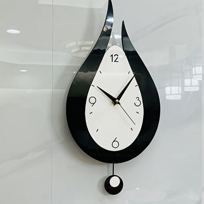Black Teardrop Wall Clock Modern Clock Silent Wall Clock Home Decor Office Decor