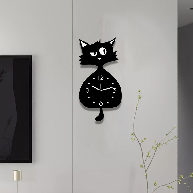 Black Gray Cat Wall Clock Unique Home Decor Silent Wall Clock Cat Decor Australia Modern