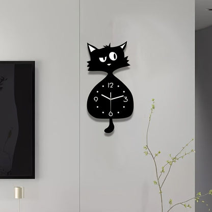 Black Gray Cat Wall Clock Unique Home Decor Silent Wall Clock Cat Decor Australia Modern