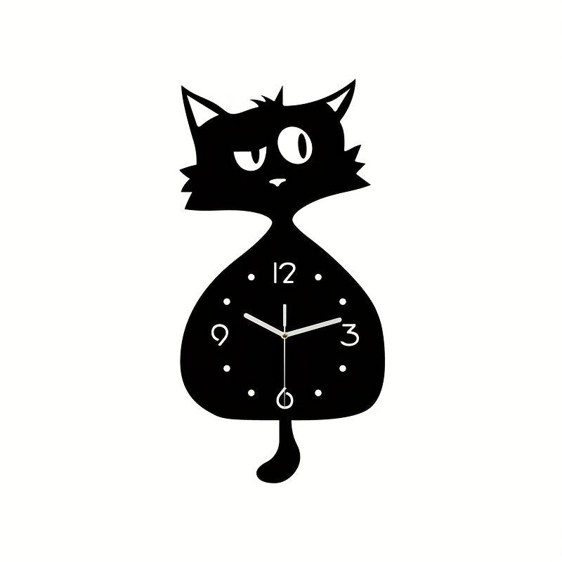 Black Gray Cat Wall Clock Unique Home Decor Silent Wall Clock Cat Decor Australia Modern