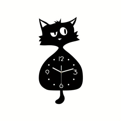 Black Gray Cat Wall Clock Unique Home Decor Silent Wall Clock Cat Decor Australia Modern