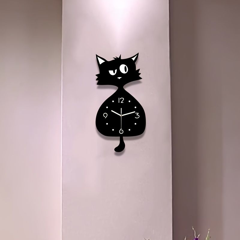 Black Gray Cat Wall Clock Unique Home Decor Silent Wall Clock Cat Decor Australia Modern