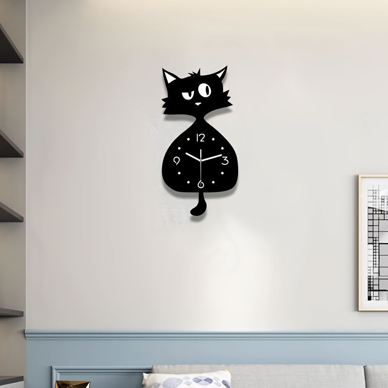 Black Gray Cat Wall Clock Unique Home Decor Silent Wall Clock Cat Decor Australia Modern