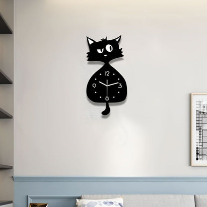 Black Gray Cat Wall Clock Unique Home Decor Silent Wall Clock Cat Decor Australia Modern