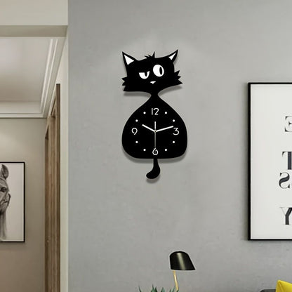 Black Gray Cat Wall Clock Unique Home Decor Silent Wall Clock Cat Decor Australia Modern