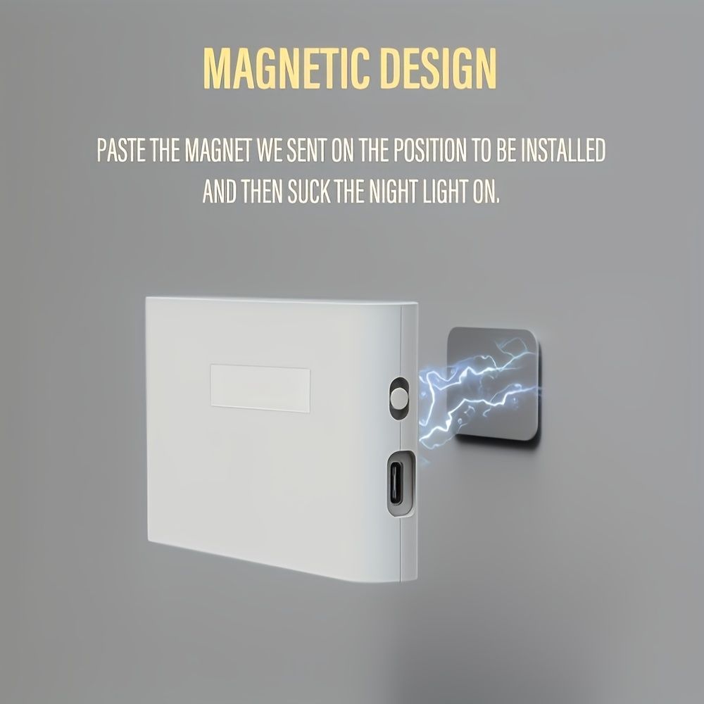 White Black Smart Sensor Night Light USB Charging Night Light Automatic Night Light Ambient