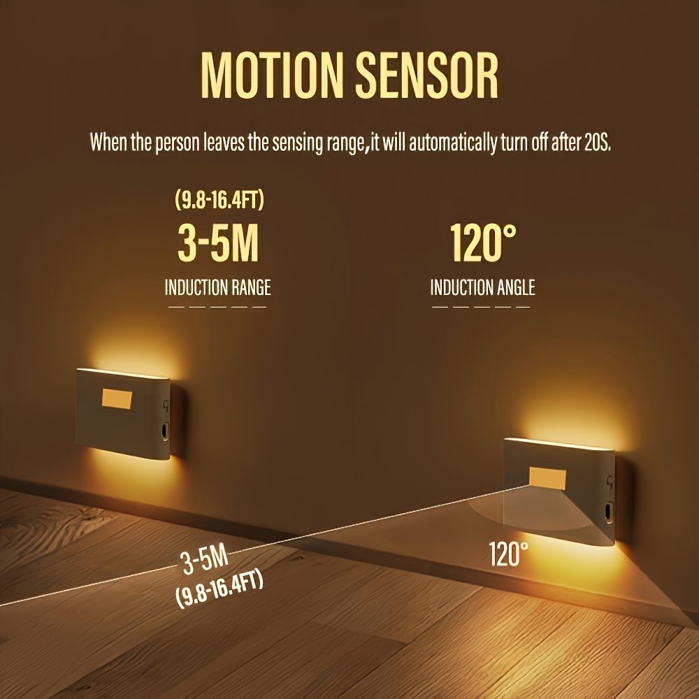 White Black Smart Sensor Night Light USB Charging Night Light Automatic Night Light Ambient
