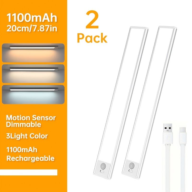 Silver Gold Motion Sensor Night Light Rechargeable LED Night Light Dimmable Night Light 3