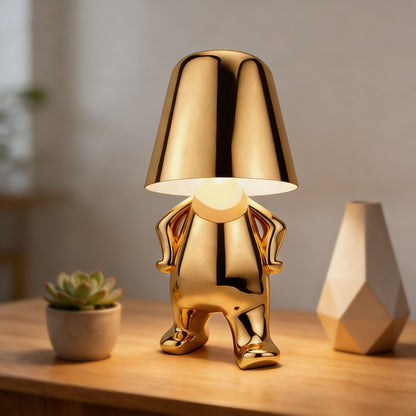 Gold Gray Ambient Night Light Gold-Toned Night Light Figure Shaped Night Light Home Decor