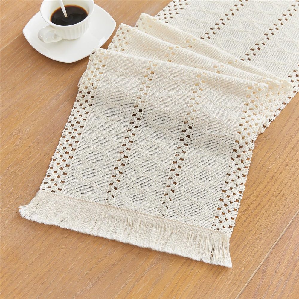 2 pack tablecloth with Tassels, Fall tablecloth Rustic Farmhouse Table Runners for Bohemian Dining Bedroom Kitchen Decor 12x48 Inches（only tablecloth）