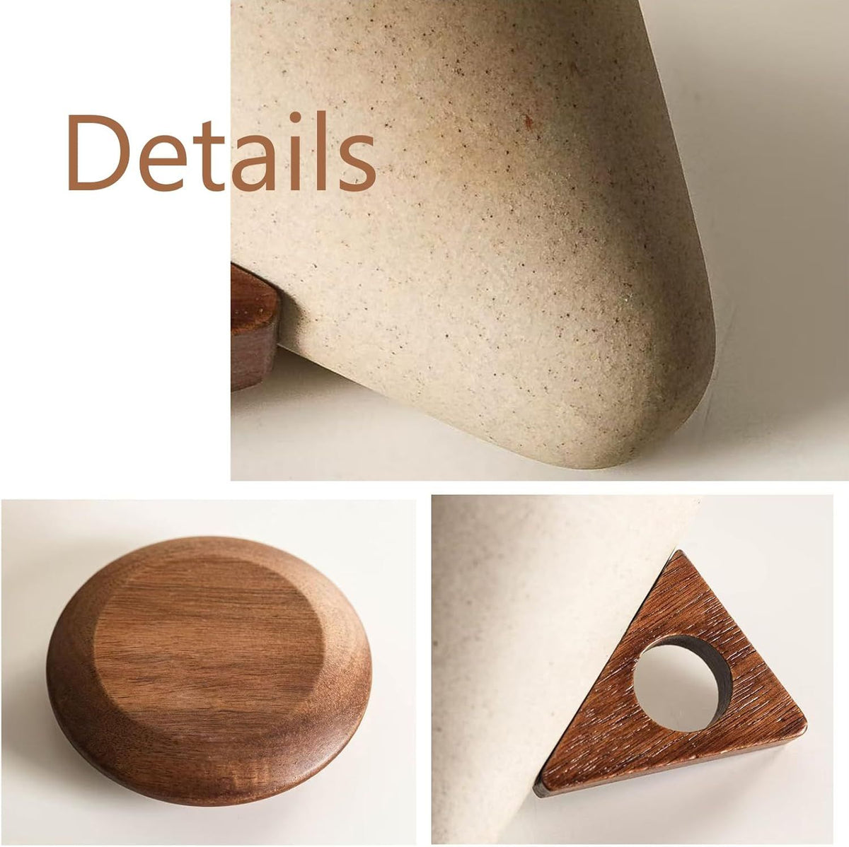 Conical Ceramic Wood Coffee Cup 250ml/8.45oz, Solid Wood Handle and Coaster, Compatible With Dishwasher, Suitable for Home, Restaurant, Party, and Office Use