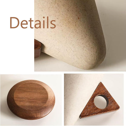 Conical Ceramic Wood Coffee Cup 250ml/8.45oz, Solid Wood Handle and Coaster, Compatible With Dishwasher, Suitable for Home, Restaurant, Party, and Office Use