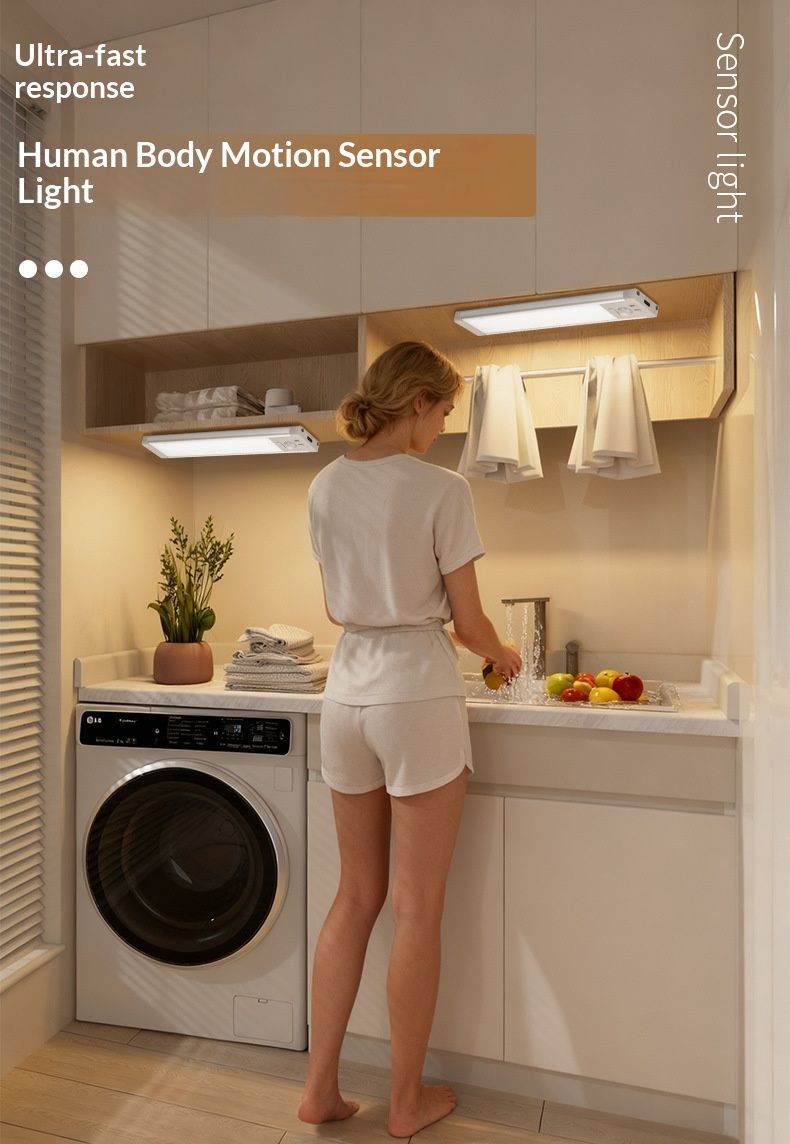 12.6inch Under Cabinet Lighting, 2 Pack Rechargeable Motion Sensor Light Indoor, 5 Levels Dimmable Magnetic Closet Lights, Wireless Under Counter Lights for Kitchen, Stairs