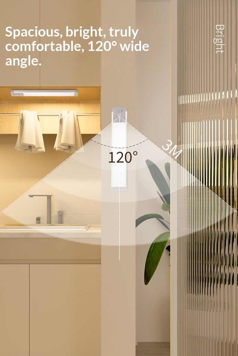 12.6inch Under Cabinet Lighting, 2 Pack Rechargeable Motion Sensor Light Indoor, 5 Levels Dimmable Magnetic Closet Lights, Wireless Under Counter Lights for Kitchen, Stairs
