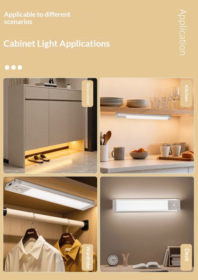 12.6inch Under Cabinet Lighting, 2 Pack Rechargeable Motion Sensor Light Indoor, 5 Levels Dimmable Magnetic Closet Lights, Wireless Under Counter Lights for Kitchen, Stairs