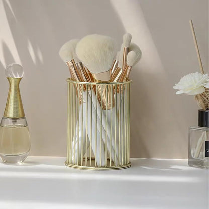 Metal Pen Holder Cup for Desk Makeup Brushes Pencil Holders Home Office Organizer , Makeup Brushes Cup, Pencil Holders, Office&Home Organizer, Gold
