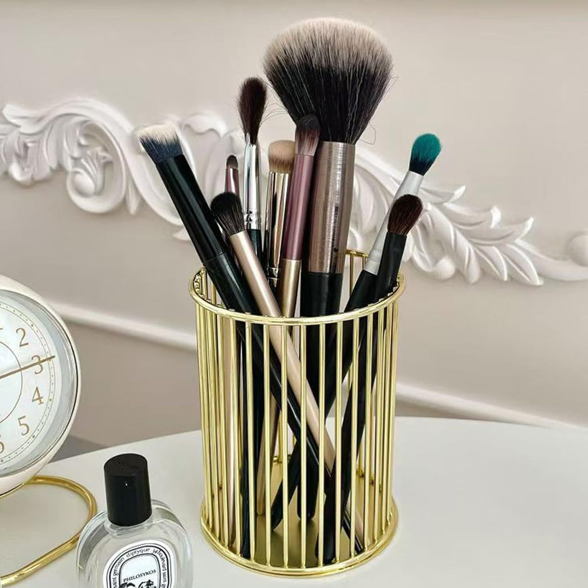 Metal Pen Holder Cup for Desk Makeup Brushes Pencil Holders Home Office Organizer , Makeup Brushes Cup, Pencil Holders, Office&Home Organizer, Gold